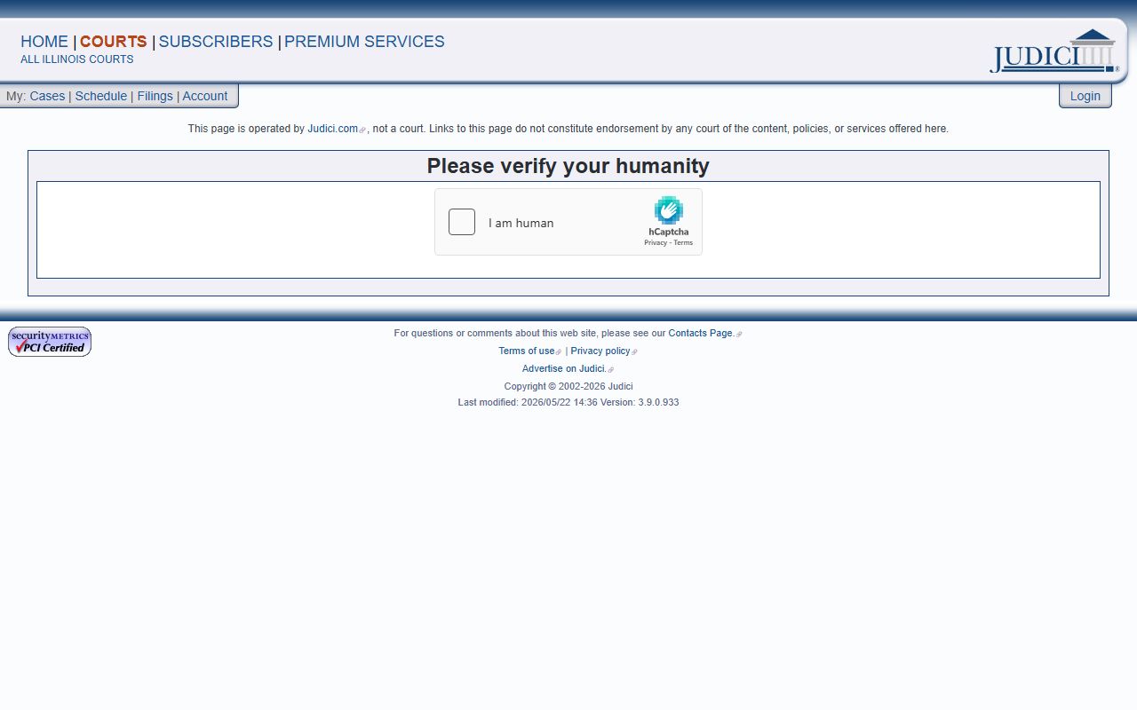Schuyler County court records after jail arrest Judici case search page